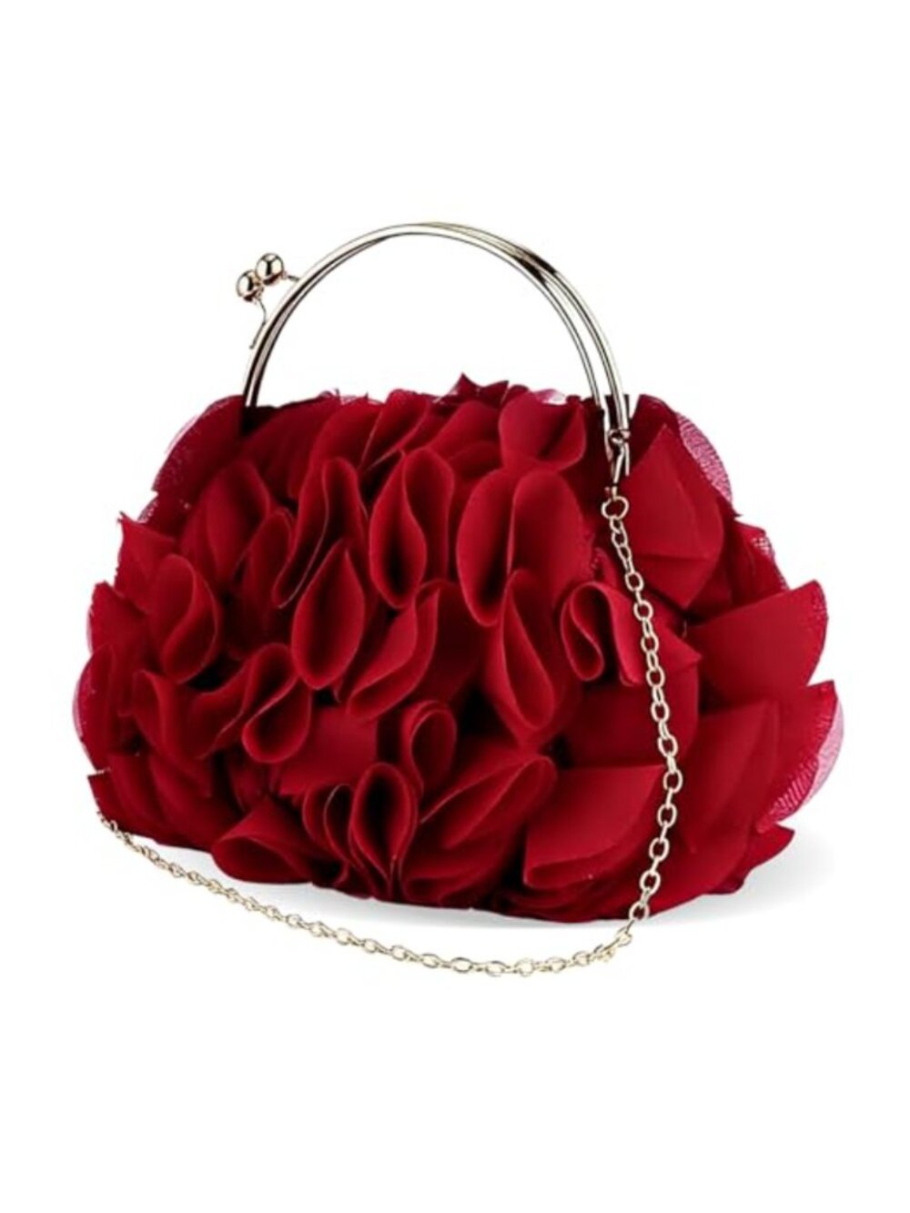Floral Satin Evening Clutch with Chain Detachable Wristlet Wedding Party